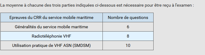 examen du radiotéléphoniste VHF et ASN